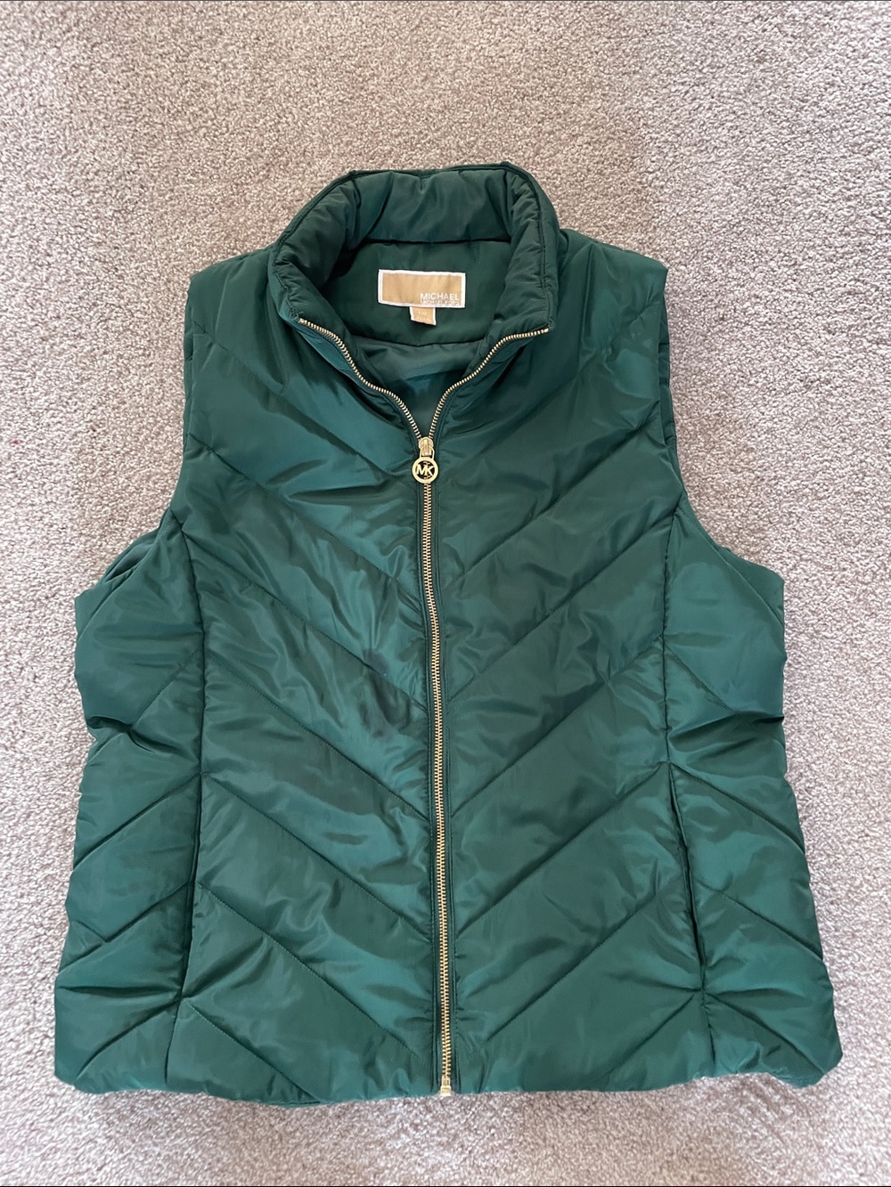 Michael Kors Dark Green Quilted Puffer Vest